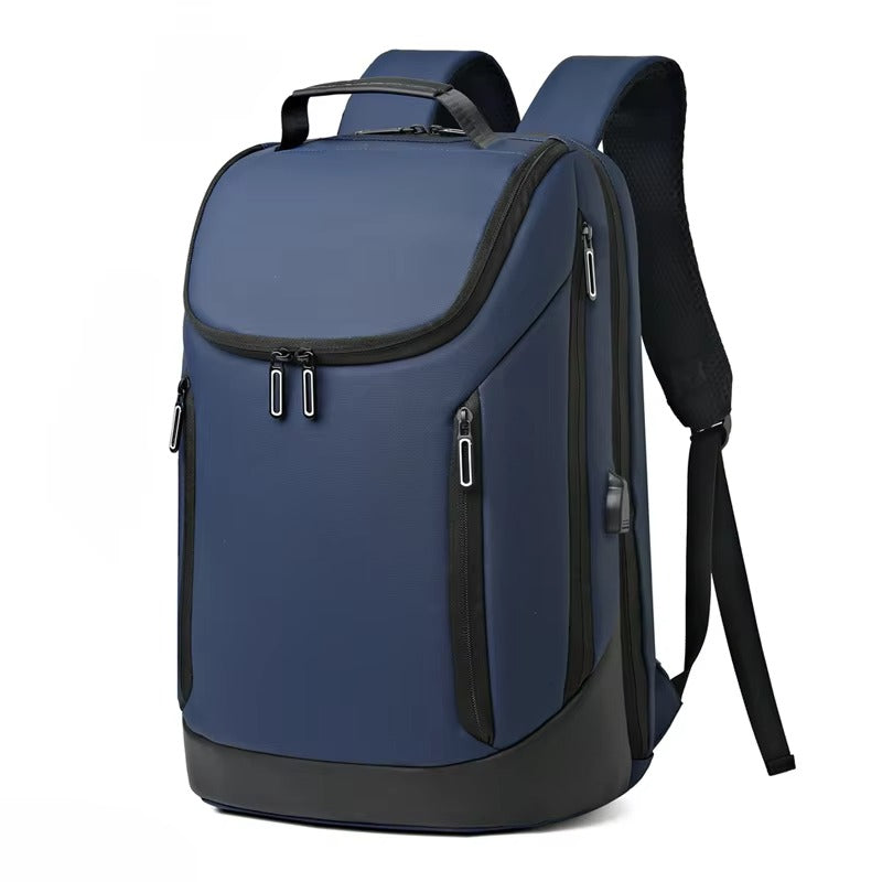 Business Smart Waterproof Laptop Backpack Navy Blue with USB Charging Port - Oxford Cloth Travel Durable Anti-Theft Bag for Men and Women
