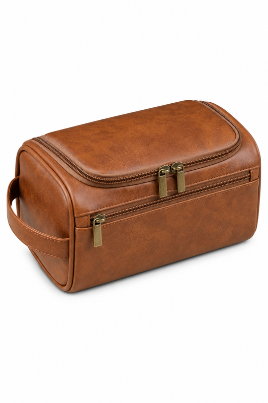 Brown Leather Dopp Kit Portrait