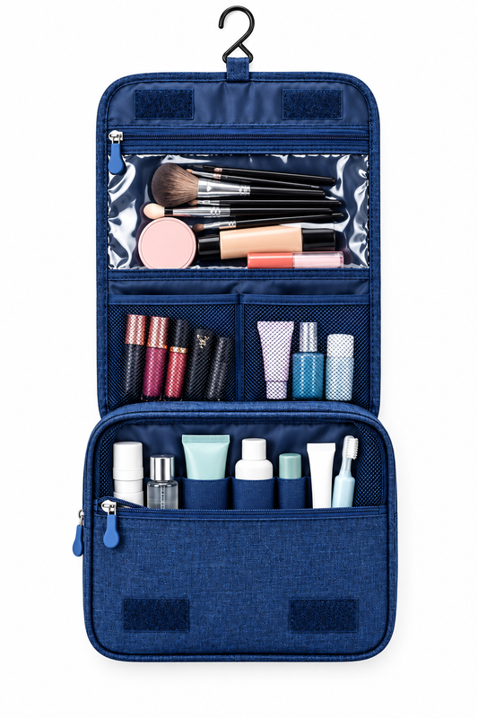 Navy Blue Toiletry Bag Portrait